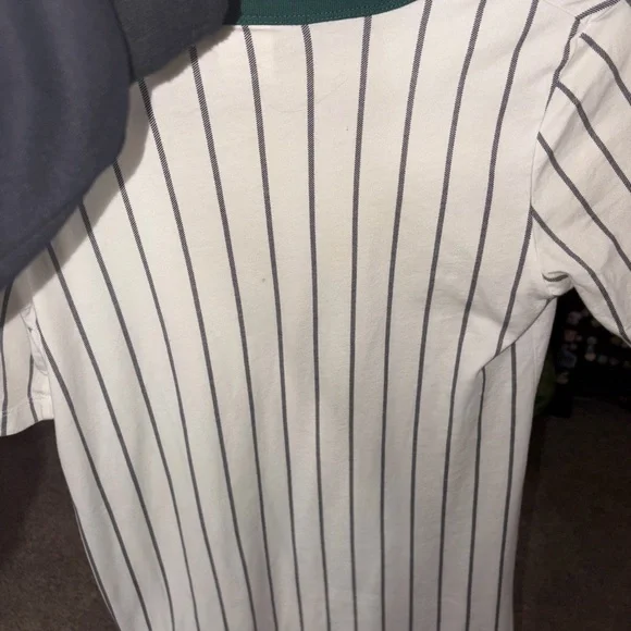 Adidas Cream and Black Striped Tee - Picture 2 of 4